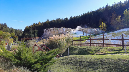 Egerszalok, salt hills Hungary. Thermal water. Thermal water pools in Egerszalokの写真素材