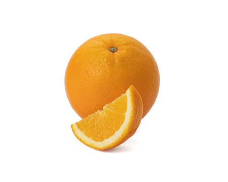 Ripe orange isolated on white background Clipping Pathの写真素材