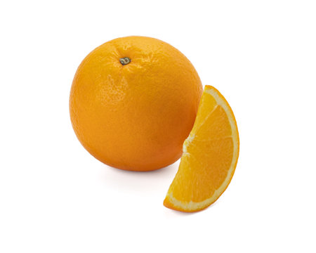 Ripe orange isolated on white background Clipping Pathの写真素材