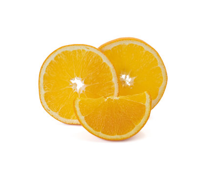 Orange slice isolated on white background Clipping Pathの写真素材