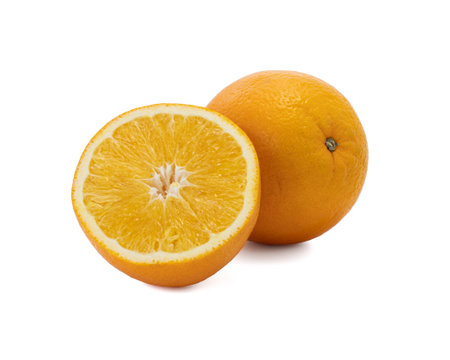 Ripe orange isolated on white background Clipping Pathの写真素材