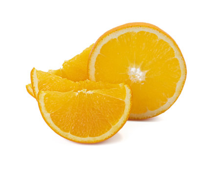 Orange slice isolated on white background Clipping Pathの写真素材