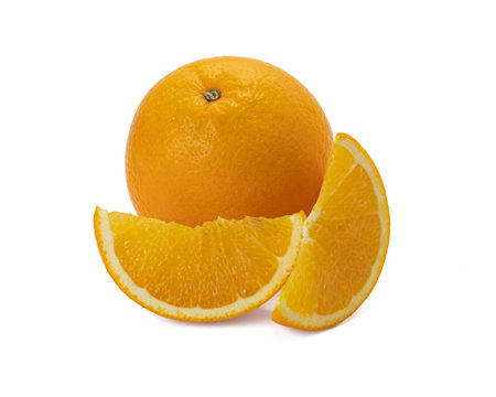 Ripe orange isolated on white background Clipping Pathの写真素材
