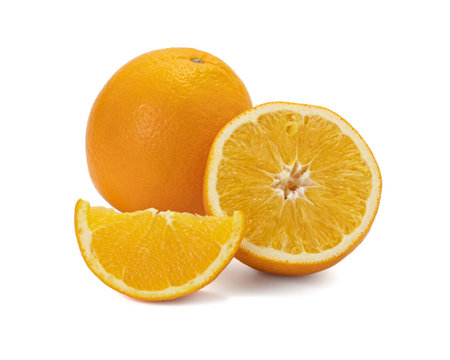 Ripe orange isolated on white background Clipping Pathの写真素材