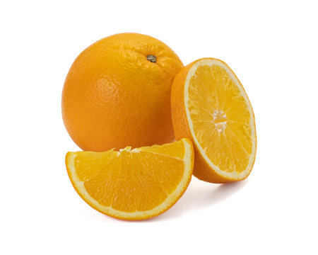 Ripe orange isolated on white background Clipping Pathの写真素材