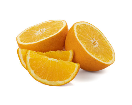 Ripe orange isolated on white background Clipping Pathの写真素材