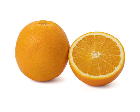 Ripe orange isolated on white background Clipping Pathの写真素材