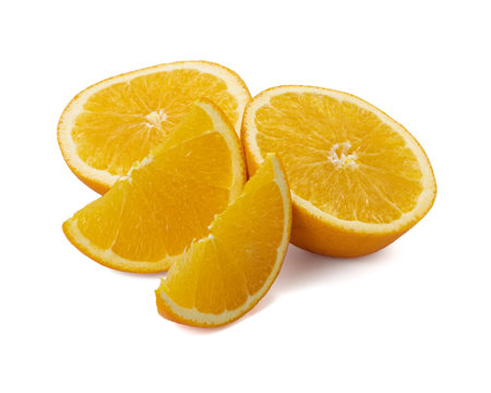 Orange slice isolated on white background Clipping Pathの写真素材