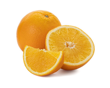 Ripe orange isolated on white background Clipping Pathの写真素材
