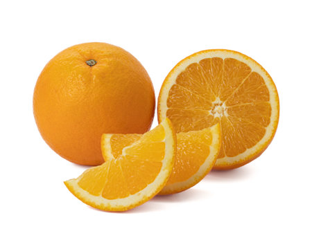 Ripe orange isolated on white background Clipping Pathの写真素材