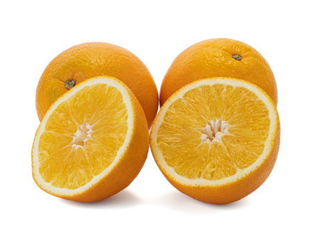 Ripe orange isolated on white background Clipping Pathの写真素材