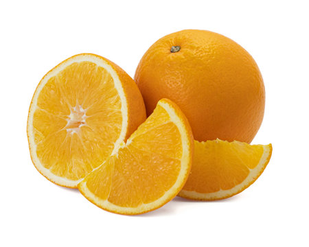 Ripe orange isolated on white background Clipping Pathの写真素材