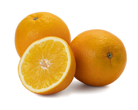 Ripe orange isolated on white background Clipping Pathの写真素材