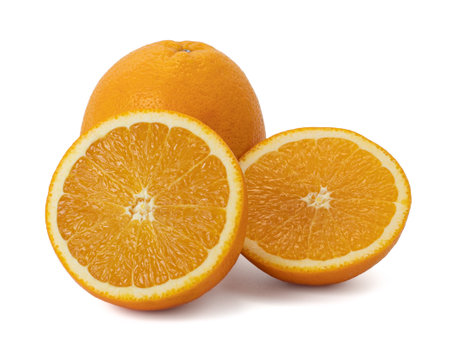 Ripe orange isolated on white background Clipping Pathの写真素材