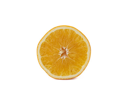 Orange slice isolated on white background Clipping Pathの写真素材