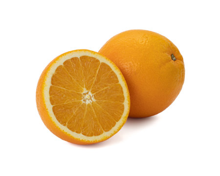 Ripe orange isolated on white background Clipping Pathの写真素材