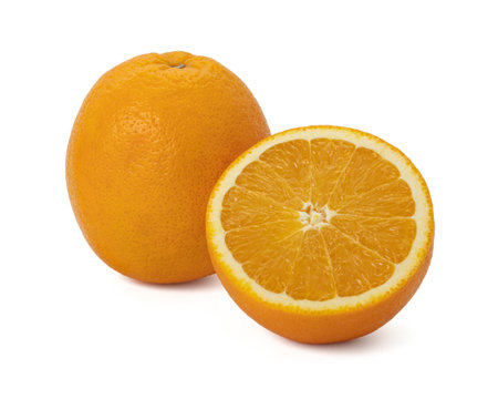 Ripe orange isolated on white background Clipping Pathの写真素材