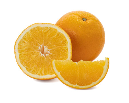 Ripe orange isolated on white background Clipping Pathの写真素材