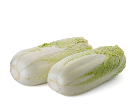 Fresh whole chinese cabbage isolated on a white background.の写真素材