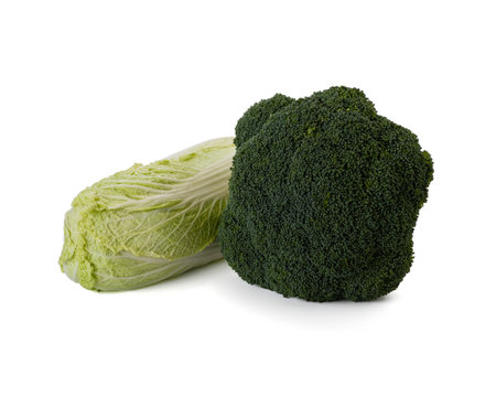Fresh cabbages on white backgroundの写真素材