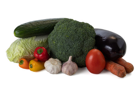 Fresh vegetables still life. Isolated on white backgroundの写真素材