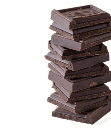 Chocolate bars isolated on a white background.の写真素材