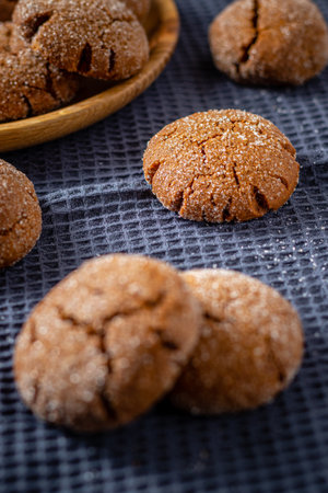 A group of Warm Homemade Gingersnap Cookiesの写真素材