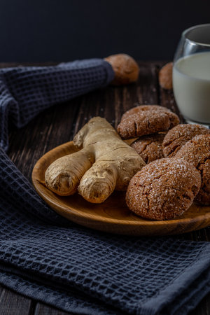 A group of Warm Homemade Gingersnap Cookiesの写真素材