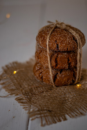 A group of Warm Homemade Gingersnap Cookiesの写真素材