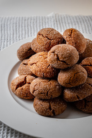A group of Warm Homemade Gingersnap Cookiesの写真素材
