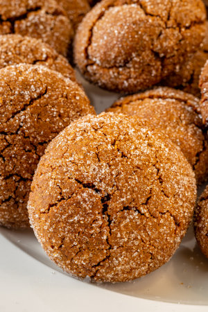 A group of Warm Homemade Gingersnap Cookiesの写真素材