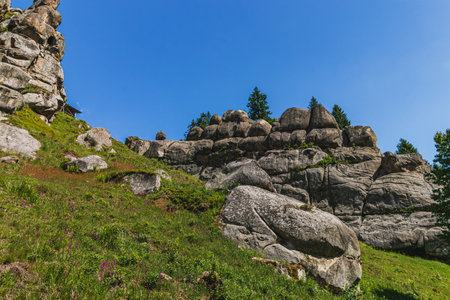 Tustan archeological, natural monument of national significance in Urych Ukraineの写真素材