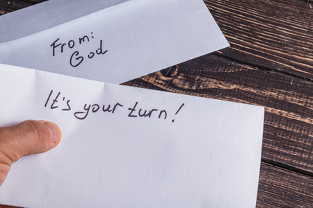 Spiritual message in the mail it is your turnの写真素材