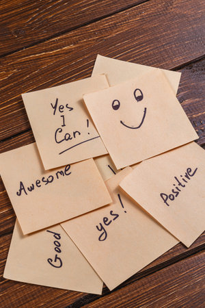 Positive messages on a desk Photoの写真素材