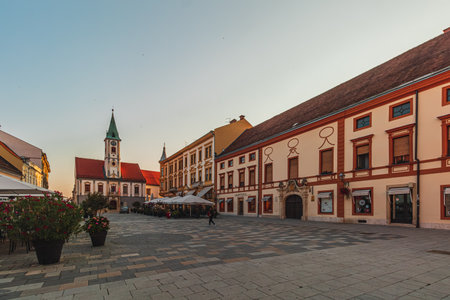 King Tomislav Square, popular tourist place Varazdin Croatia 11.07.24