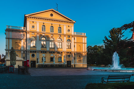 Morning sunrise of the Croatian National Theater in Varazdin Croatia 11.07.24のeditorial素材