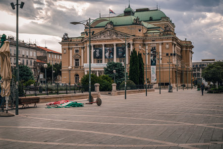 Rijeka Croatia 25.06.24 Square in the Downtown of Rijeka in Croatiaのeditorial素材