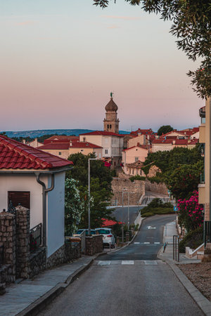 Krk Croatia 28.06.24A quiet street in the old town by the seaのeditorial素材