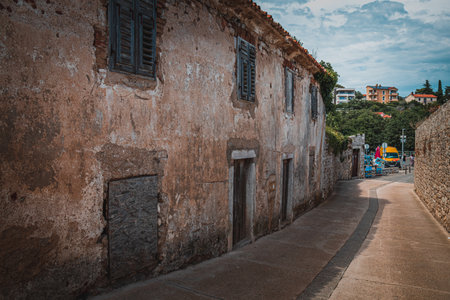 Krk Croatia 26.06.24 Entrance from the sea to the old townの写真素材