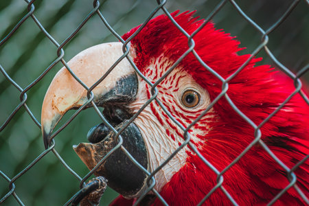 portrait of red macaw parrot at the Papago Park Croatiaの写真素材