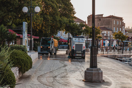 Krk Croatia 28.06.24Washing the embankment every morningのeditorial素材