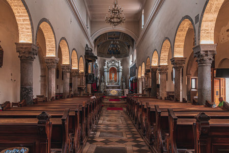 Krk Croatia 26.06.24 Interior of the church of Krk horizontal fotoのeditorial素材