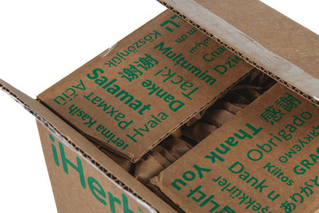 Lviv Ukraine 08.17.24 open iHerb box top viewのeditorial素材