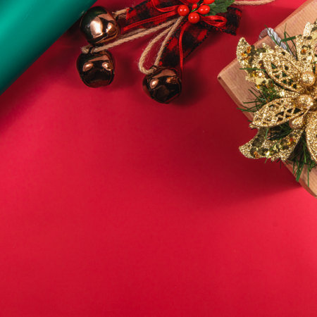 Christmas composition with gift box and decorations