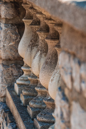 Krk Croatia Concrete fence balusters in the yard, selective focusの写真素材