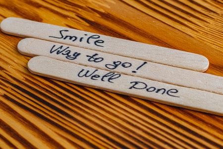 Smile, be yourself, positive thoughts to increase self esteemの写真素材