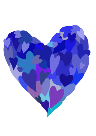 Big heart from many little blue heartsのイラスト素材