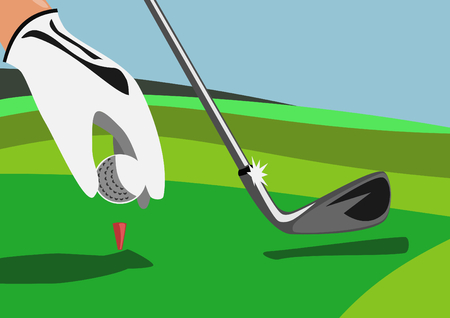 Tee box of golf with hand ball golf clubのイラスト素材