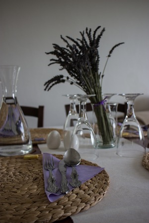 Elegant dining table setting at Provence style in a modern house