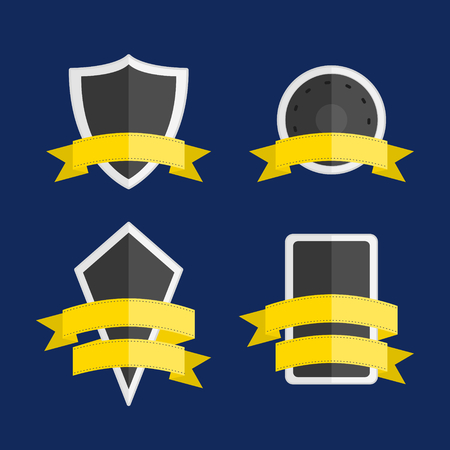 badges with shield shape and gold ribbonのイラスト素材